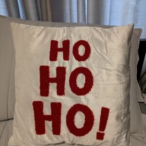 Cheerful Red and White Holiday Pillow Hohoho 17x16